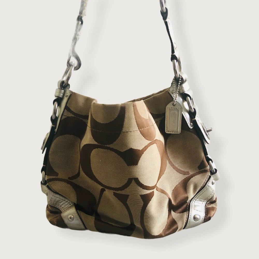 Coach Purse Tan and Silver